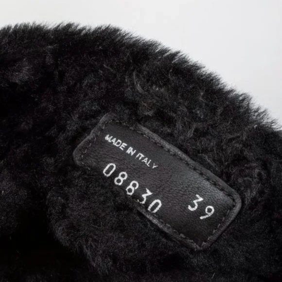 Miu Miu Black Shearling Crisscross Platform Slides - Picture 10 of 10